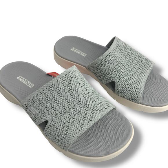 NEW Skechers Timeless Wide Width Slide Sandals Size 11 Wide Fit Gray Metallic - Picture 12 of 12
